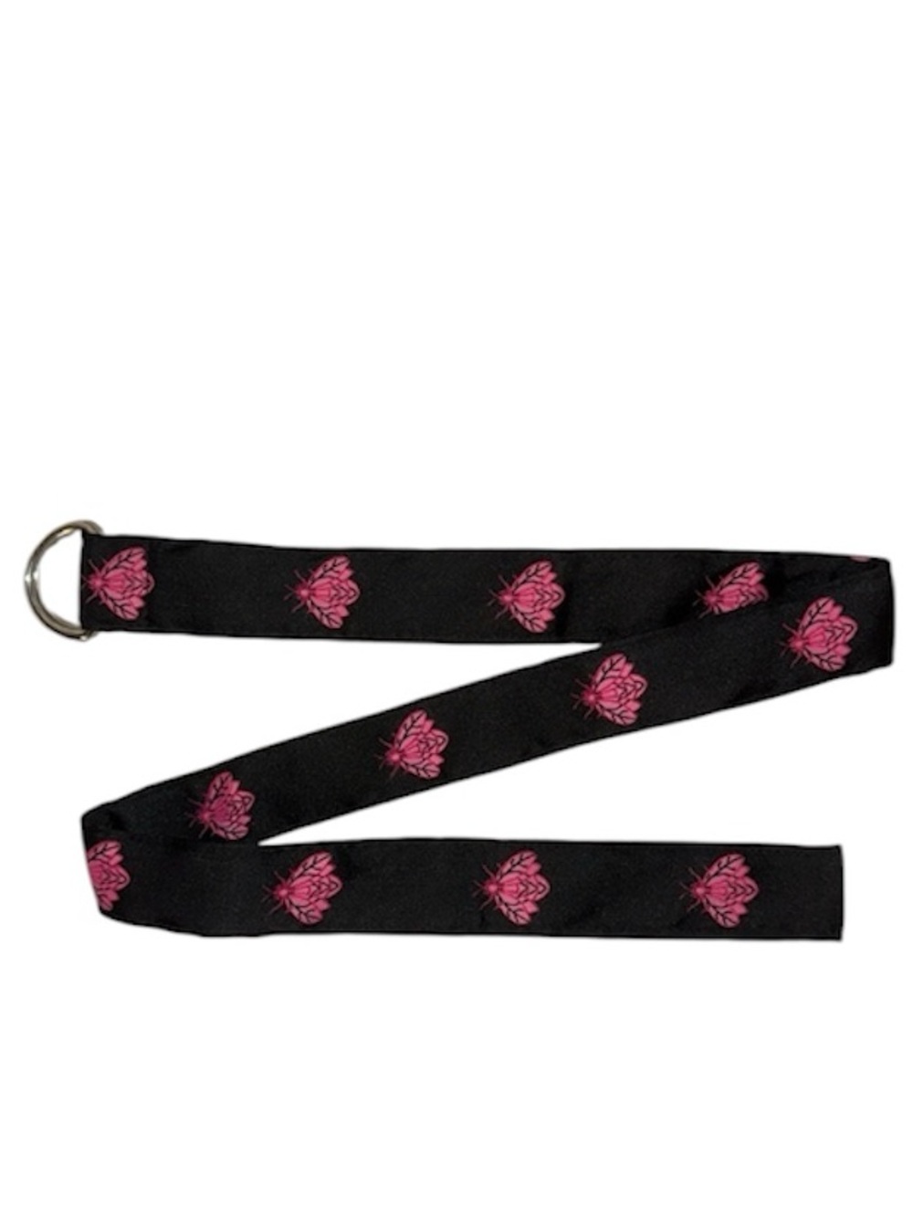 Pink & Black Fly Print D Ring Ribbon Belt Women’s S Small By Top It Off